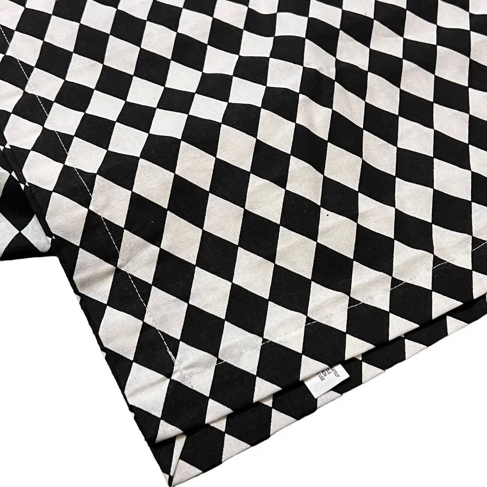 Black White Check Diamond Table Runner Cotton Halloween 106